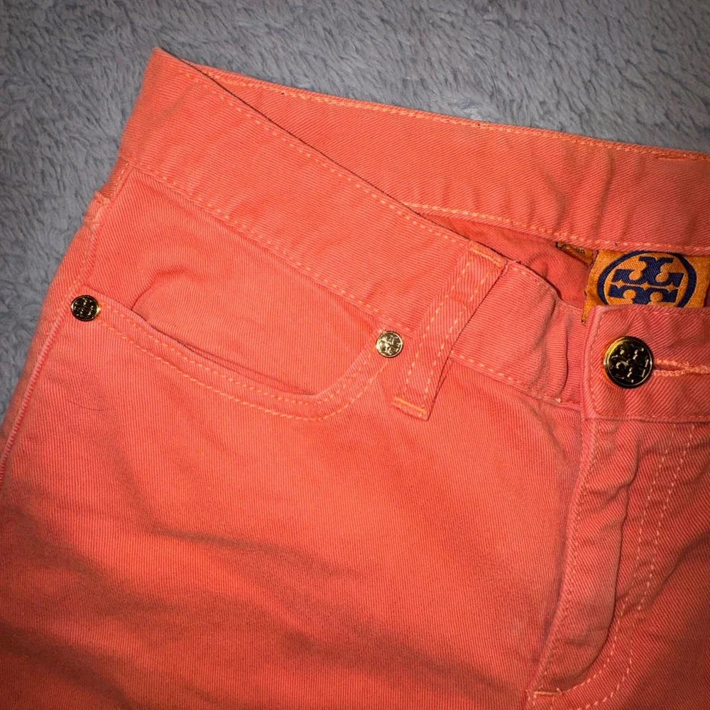 Tory Burch Pants Cropped Skinny Jeans Orange Mid Rise Womens 26 Old Money Luxury